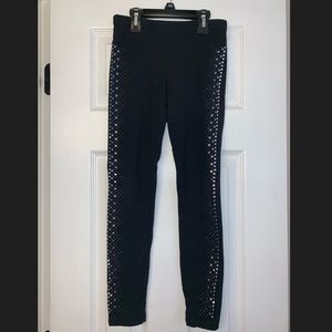 Justice black leggings with silver beading Size 10